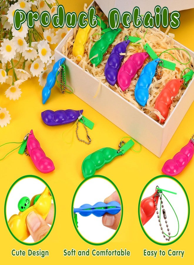 VICROIC 6 PCS Squeeze Bean Keychain, Edamame Pea Keychain Fidget Toys, Colorful Soybeans Fidget Toys Gifts for Kids Adults Stress Relief, Keyring, , Decoration, Party Favors Supplies - Image 3
